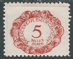 1920 LIECHTENSTEIN SEGNATASSE 5 H VARIETà LETTERA R ROTTA MH * - R29-4 - Plaatfouten