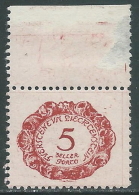 1920 LIECHTENSTEIN SEGNATASSE 5 H VARIETà LINEA DENTRO 5 MH * - R28-7 - Varietà