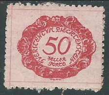 1920 LIECHTENSTEIN SEGNATASSE 50 H VARIETà 0 DI 50 MH * - R30-7 - Errores & Curiosidades