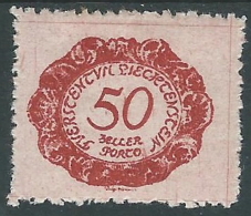 1920 LIECHTENSTEIN SEGNATASSE 50 H VARIETà PUNTO SU 5 E 0 DI 50 MH * - R30-5 - Varietà