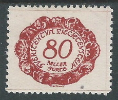 1920 LIECHTENSTEIN SEGNATASSE 80 H VARIETà H DI HELLER MH * - R30-8 - Varietà