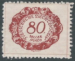 1920 LIECHTENSTEIN SEGNATASSE 80 H VARIETà PUNTO A DESTRA 0 DI 80 MH * - R30-10 - Errores & Curiosidades