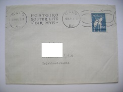 Norway Letter Oslo 1961 Stamp 90 öre, Machine Cancelation Slogan Postgiro Koster Lite - Gir Mye - Sent To Czechoslovakia - Cartas & Documentos