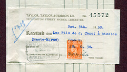 TIMBRE FISCAL Sur DOCUMENT COMMERCIAL : " LEICESTER "  1950 - Revenue Stamps