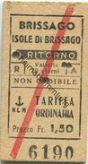 Schweiz - N.L.M. Navigazione Lago Maggiore - Tariffa Ordinaria - Brissago Isole Di Brissago - Fahrkarte 1959 - Europa