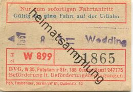 Deutschland - U-Bahn Fahrschein BVG-Berlin 1954 - Wedding - Europa