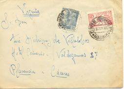 Carta De Madrid A Plasencia Con Sello Urgente Pegaso 1946, Tránsito Y Ambulante. Ver 2 Scan - Eilbriefmarken