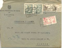 1946 " Certificado De Cáceres A Madrid " Con Sello Urgente " Pegaso ", Llegada. Conserva Texto. Ver 2 Scan - Espresso