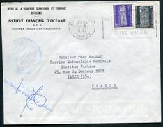 NOUVELLE CALEDONIE - SERVICE N° 5 + 6 / SUR LETTRE AVION DE NOUMEA LE 8/11/1960 POUR PARIS - TB & RARE - Dienstzegels