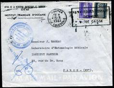 NOUVELLE CALEDONIE - SERVICE N° 5 + 6 / SUR LETTRE AVION DE NOUMEA LE 15/3/1961 POUR PARIS - TB & RARE - Dienstzegels