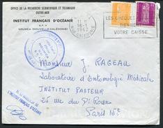 NOUVELLE CALEDONIE - SERVICE N° 1 + 9 / SUR LETTRE AVION DE NOUMEA LE 16/1/1962 POUR PARIS - TB & RARE - Dienstzegels