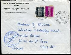 NOUVELLE CALEDONIE - SERVICE N° 5 + 9 / SUR LETTRE AVION DE NOUMEA LE 8/3/1961 POUR PARIS - TB & RARE - Dienstmarken