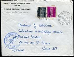 NOUVELLE CALEDONIE - SERVICE N° 5 + 9 / SUR LETTRE AVION DE NOUMEA LE 8/3/1961 POUR PARIS - TB & RARE - Dienstzegels