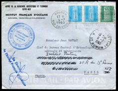 NOUVELLE CALEDONIE - SERVICE N° 2 + 8(2) / SUR LETTRE AVION DE NOUMEA LE 4/7/1960 POUR PARIS - TB & RARE - Service