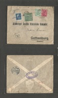 Burma. 1922 (30 March) Basseih - Sweden, Gotheburg (26 April) India Stamps Fkd Env + Taxed "Bassein Due" Cachet - Arriva - Birmania (...-1947)