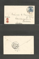 China - Xx. 1925 (Sept) Tuncheng - Juxeden, Stockholm (16 Oct) Via Peking (27 Sept) Single 10c Junk Fkd Env, Cds Depart  - Other & Unclassified