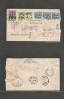 China - Xx. 1948 (24 Febr) Tientsin - Macau (28 Feb) Via Shanghai - Hong Kong. Registered Air Multifkd Envelope. British - Sonstige & Ohne Zuordnung