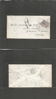 Colombia. 1875 (22 Oct) Bogota - France, Paris (17 Nov) Complete Envelope Fkd 10c Lilac Correos Nacionales, Oval Blue "B - Colombie