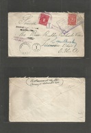 Colombia. 1923. Bucamagranga - USA, Sandusky, OH, Fkd Provisional 2c Issue + Taxed Env + US P. Due 1c, Tied Arrival Cds  - Colombia