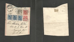 Denmark. 1915 (11 Oct) Aabyhoj, Aarhus - USA, Vienah, Wisconsin. Registered 2 Ore Red Stationary Wraper + 5 Adtls At 75  - Other & Unclassified