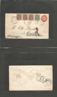 D.W.I.. 1895 (7 Oct) WaterMark Park, Christiansted - Montenegro, Cetijne 3 Ore Red Stat Env + 4 Adtls, Cds. Fine Used. R - West Indies