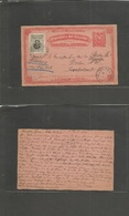 Ecuador. 1901 (27 Feb) Esmeraldas - Germany, Berlin (29 March) Via Panama - Transito (6 March) 2c Red Stat Card + 1c Adt - Equateur