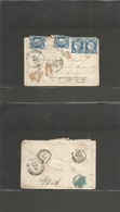 France. 1874 (23 Feb) Caen - Rusia, Taganrog (19 Feb, Gregorian Calendar) Multifkd Env 25c Bllue (x4) Romboid Numerals C - Autres & Non Classés