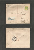 Bc - Cayman Is.. 1912 (Nov 2) George Town - Germany, Ulm (29 Nov) Registered Single 5sh Stamp Fkd Env. Via Jamaica (Nov  - Andere & Zonder Classificatie