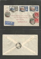 Bc - Mauritius. 1935 (29 May) P. Louis - London, UK. Air Multifkd Env Incl Jubilee Issue All Tied Cds. Fine Appealing It - Other & Unclassified