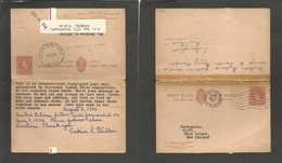 Bc - Niue. 1956 (24 Aug) UK, Acton - Alofi, Niue, NZ And Return (18 Febr 57) Doble Reinforced 2d GB Stat Card On Doble U - Autres & Non Classés