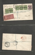 Bc - Rhodesia. 1912 (6 Sept) Bulawayo - Germany (29 Sept) Via London (28 Sept) Registered Multifkd Env. Overprinted Issu - Autres & Non Classés