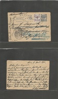 Bc - Samoa. 1896 (19 April) Apia - Germany, Berlin (24 May) 1d Blue Stationary Card + 1/2d Adtl, Cds + Transited. Long T - Other & Unclassified