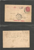 India. 1915 (21 Jan) Wellesley - Netherlands, Maastricht. 1d Red Stat Card + Postal Censor WWI Calcutta Cachet + VF Appe - Other & Unclassified