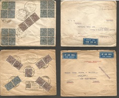 India. 1934-5 Dec Feb, Pakistan Transit. Dobi Kangra - UK, London  Via Kuln - Bombay (7 Feb) 2 Multifkd Covers With Tran - Other & Unclassified