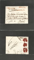 Italy - Prephilately. 1849 (10 Oct) Ancona - Forli (12 Oct) EL Red Ancona + Assicuratta + Affrancata. Registered Mail. V - Sin Clasificación