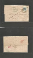 Italy Lombardy - Venetia. 1857 (12 Febr) Verona - Roma (13 Feb) EL Full Text Fkd 45 Cents Blue Large Margin Cds + Papal  - Non Classés