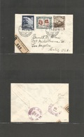 Liechtenstein. 1932 (8 May) Vaduz - USA, Calif / Los Angeles (20 May) Registered Multifkd Envelope. Scarce Set Circulate - Sonstige & Ohne Zuordnung