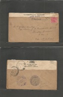 Malaysia. 1917 (16-17 Feb) WWI Censored Mail. India - Kuala Lumpur, FMS Via Madras. Fkd Env With Censor Label St. St Cen - Maleisië (1964-...)