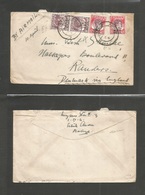 Malaysia. 1946 (10-12 April) BMA Teluk Anson - Randers, Denmark. Air Via England Multifkd Env, Cds. VF. - Malaysia (1964-...)