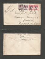 Malaysia. 1946 (12-13 April) BMA. Teluk Anson - Randers, Denmark. Air Via England Multifkd Env. VF Postmark Strike. - Maleisië (1964-...)