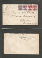 Malaysia. 1946 (17 April) BMA. Teluk Anson - Randers, Denmark. Air Multifkd Env (via England) VF Postmark Usage. - Maleisië (1964-...)