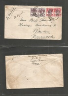 Malaysia. 1946 (18 April) BMA. Teluk Anson - Randers, Denmark. Air (via England) Multifkd Envelope. VF Postmark Strike. - Maleisië (1964-...)