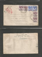 Malaysia. 1946 (4 May) BMA Teluk Anson - France, Marseille. Air Multifkd Envelope + Modified Route. Via England At 70c R - Malaysia (1964-...)