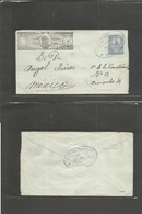 Mexico - Stationery. 1897 (7 Junio) OTUMBA - DF. Express Hidalgo 10 Cms Block On Celestial Blue Paper 5c Blue Military I - Mexico