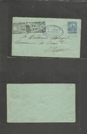 Mexico - Stationery. 1897 (19 June) Express Hidalgo 10cms. RF Riveroll Mensajero Nº 9.  5c Blue On Greenish Paper Statio - Mexique