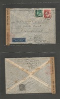 Dutch Indies. 1942 (28 Jan) Batavia - South Africa, Dueban. Via Egypt. Air Fkd Env + Egypt Control + Depart Censor Label - Indonesia