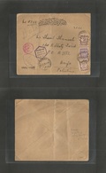 Palestine. 1939 (26 Sept) Azhar, Gaza Strip - Haifa. Multifkd Official Envelope. Registered + Proper Transited Via Cairo - Palestine