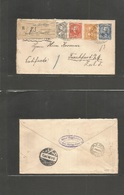 Paraguay. 1898 (9 March) San Bernardino - Germany, Frankfurt (9 April 99) Registered Multifkd 10c Blue Stat Env + 3 Adtl - Paraguay