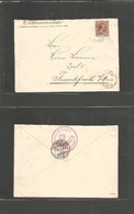 Philippines. 1895 (7 Ago) Manila - Germany. Frankfurt (7 Sept) Single 8c Red Brown Fkd Env. Fine. - Filippijnen