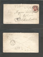 Poland. 1875 (5 Oct) Rzeszow - Netherlands, Amsterdam (9 Oct) 5kr Red Stat Env + Taxed + T-20 + 12 1/2 Sch IV. Very Scar - Andere & Zonder Classificatie